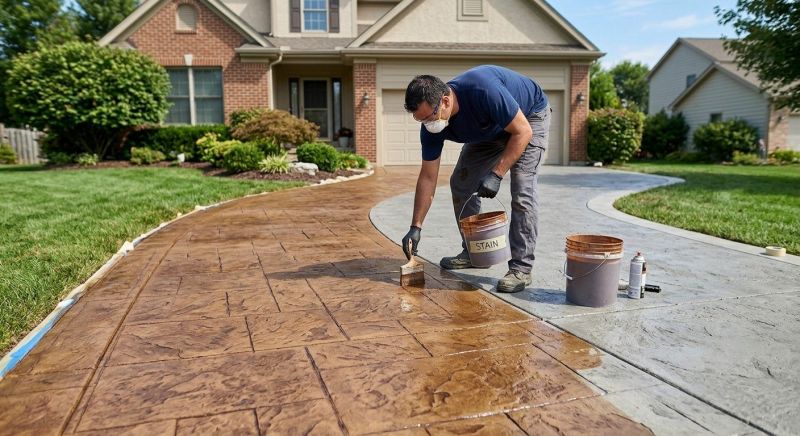 Concrete Driveway Staining in Frisco, TX