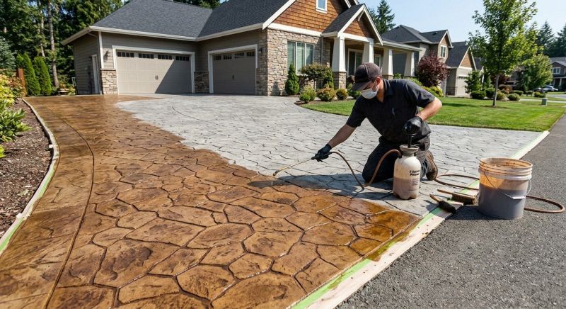 Driveway Concrete Staining in Dallas, TX